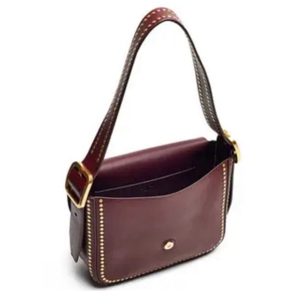 RARE! Tory Burch Port Leather Sawyer Studded Shoulder Bag - Picture 9 of 16